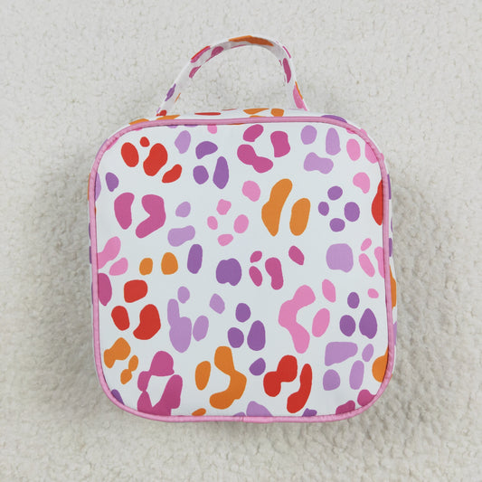 BA0309 Pink Purple Leopard Ruffle Lunch Box Bag 5*8.5*8.5 inches handbag 202508 RTS
