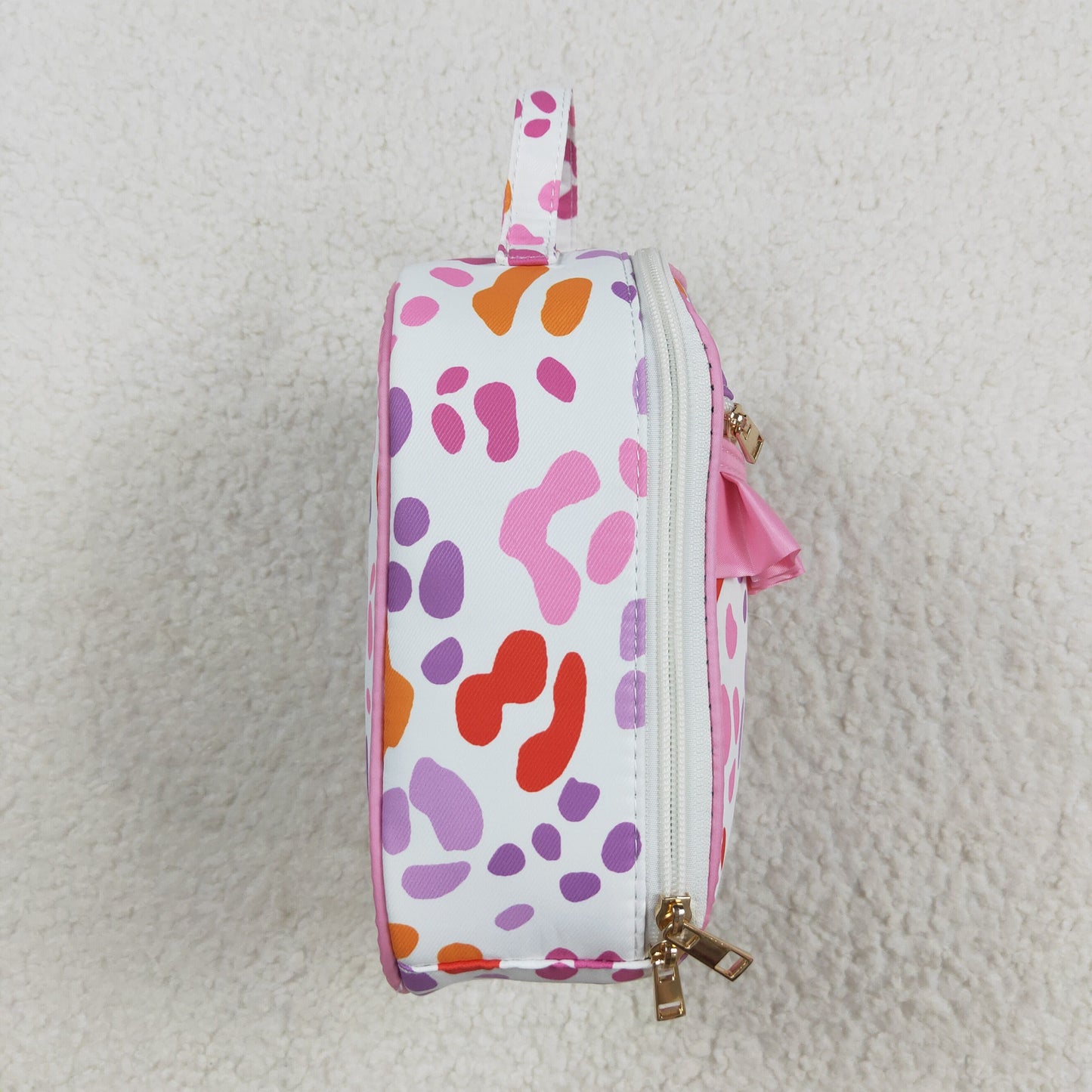 BA0309 Pink Purple Leopard Ruffle Lunch Box Bag 5*8.5*8.5 inches handbag 202508 RTS