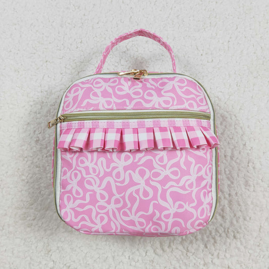 BA0310 Pink Bows Ruffle Lunch Box Bag 5*8.5*8.5 inches handbag 202508 RTS