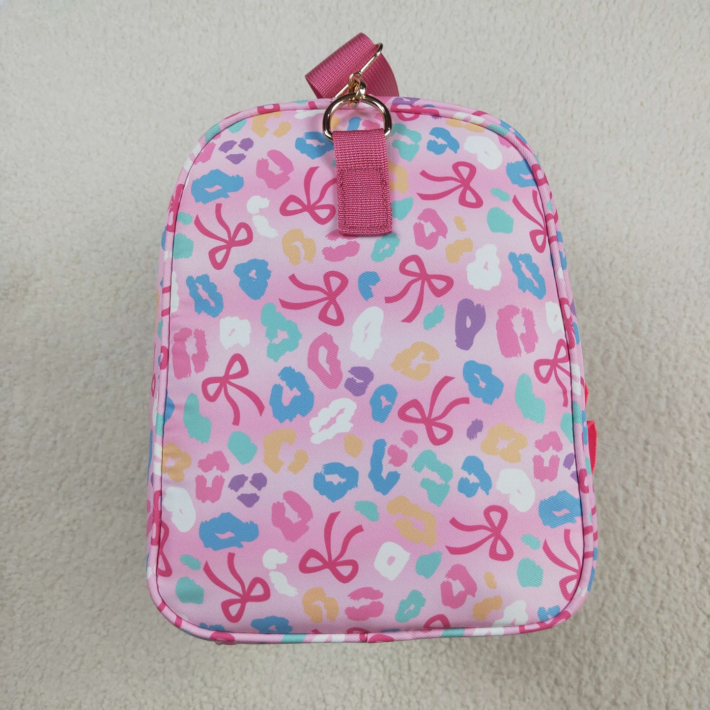BA0320 Colored Bows Pink Ruffle Gym Bag Boutique Travel Handbag 7.9*18.5*11.2 inches 202508 RTS