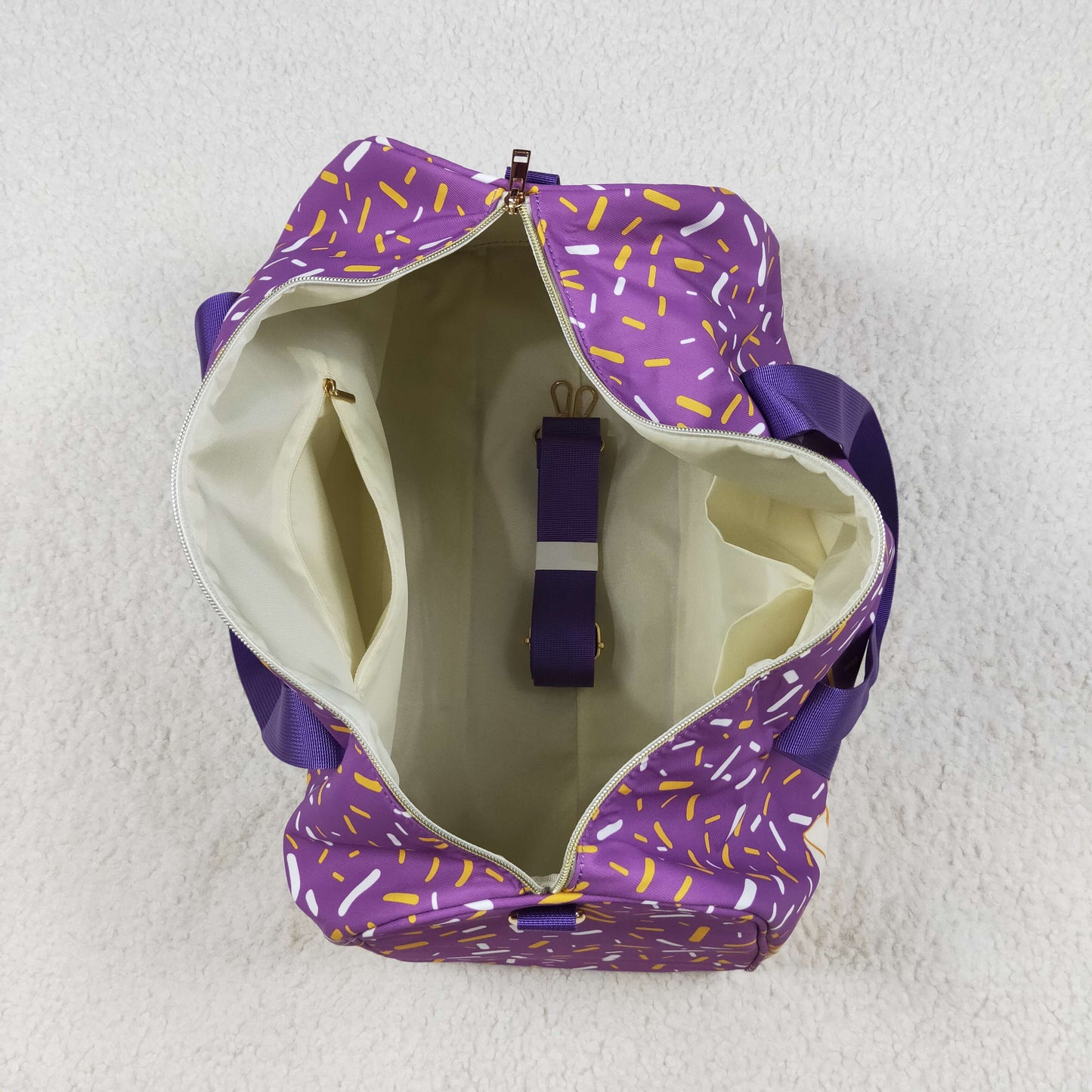 BA0321 Purple Plaid Fireworks Gym Bag Boutique Travel Handbag 7.9*18.5*11.2 inches 202506 RTS