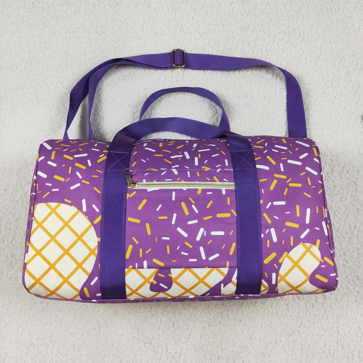 BA0321 Purple Plaid Fireworks Gym Bag Boutique Travel Handbag 7.9*18.5*11.2 inches 202506 RTS