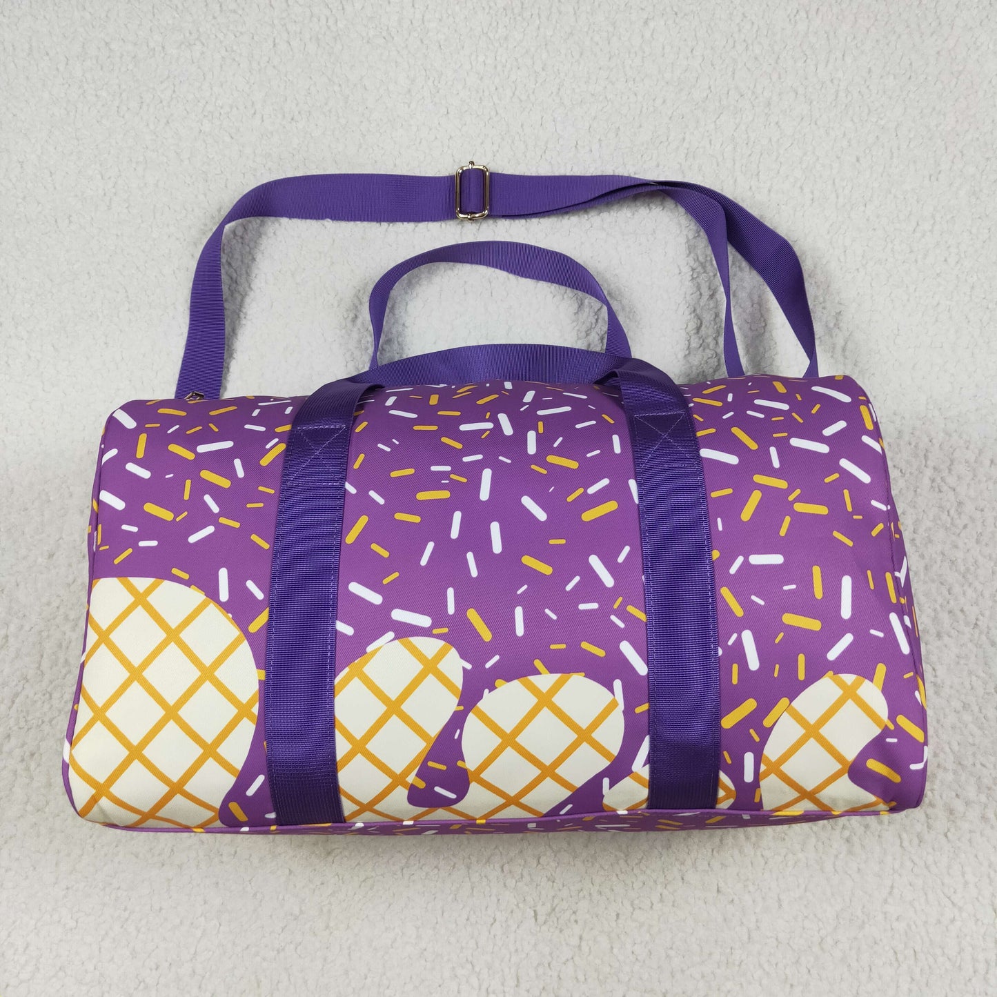 BA0321 Purple Plaid Fireworks Gym Bag Boutique Travel Handbag 7.9*18.5*11.2 inches 202506 RTS