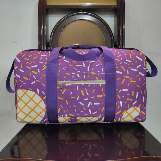 BA0321 Purple Plaid Fireworks Gym Bag Boutique Travel Handbag 7.9*18.5*11.2 inches 202506 RTS