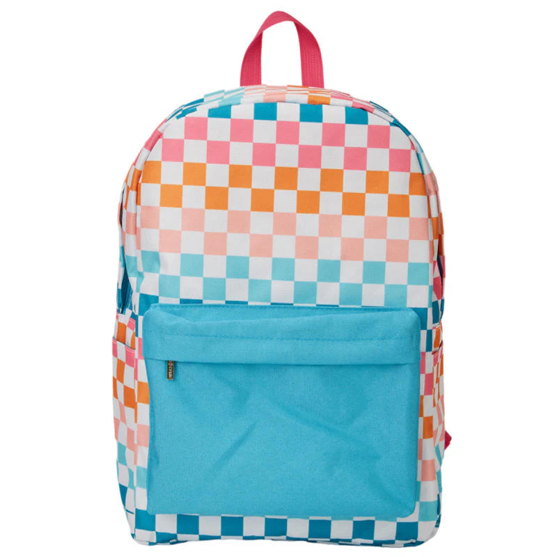 Preorder BA0323 Orange Plaid Blue Green Backpack 202505