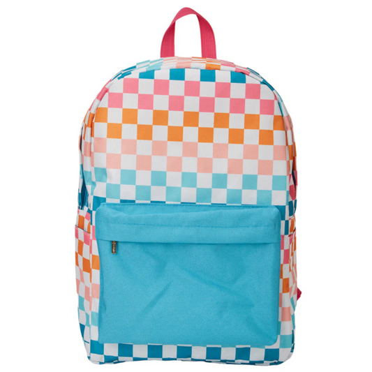 Preorder BA0323 Orange Plaid Blue Green Backpack 202505