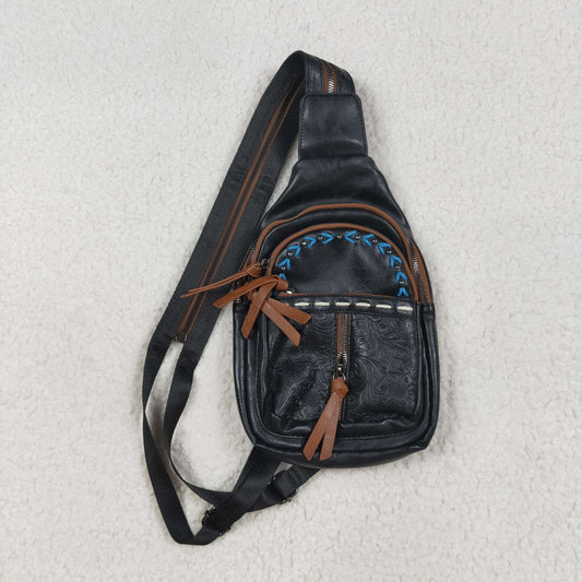 BA0332 Black Western Crossbody Leather Bag 202507 RTS Free Shipping Over $100