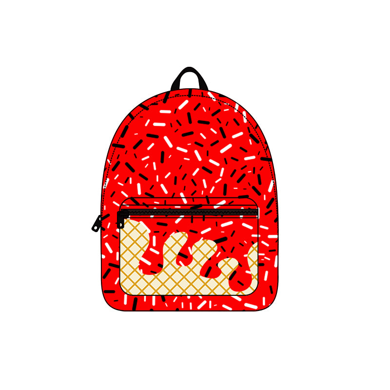 Preorder BA0337 Waffle Ice Cream Red Backpack 202507