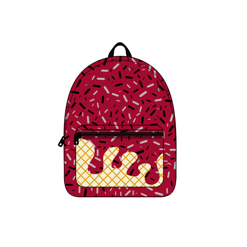 Preorder BA0338 Waffle Ice Cream Dark Red Backpack 202507