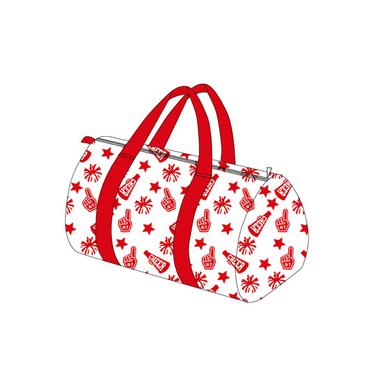 Preorder BA0364 Cheer Fireworks Red Gym Bag Boutique Travel Handbag 7.9*18.5*11.2 inches 202508