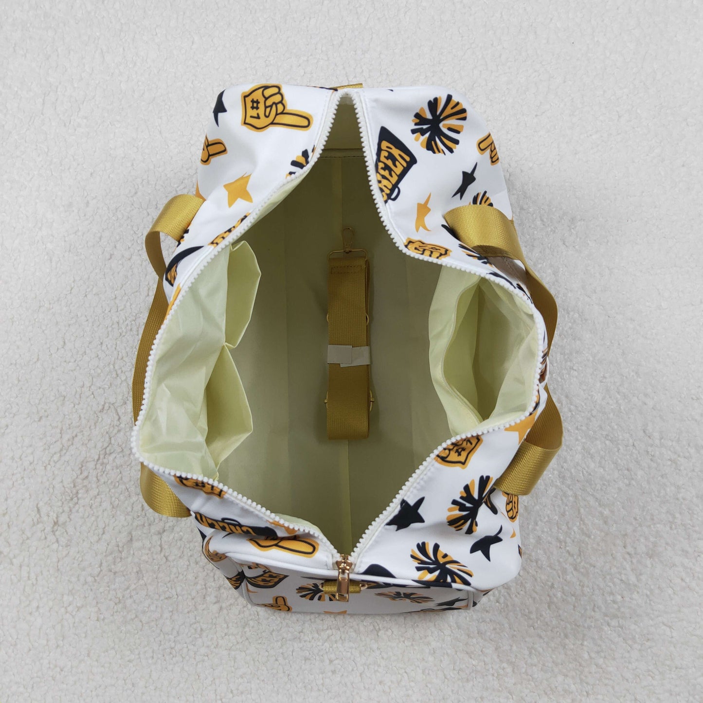 BA0370 Cheer Fireworks Black Golden Gym Bag Boutique Travel Handbag 7.9*18.5*11.2 inches 202510 RTS