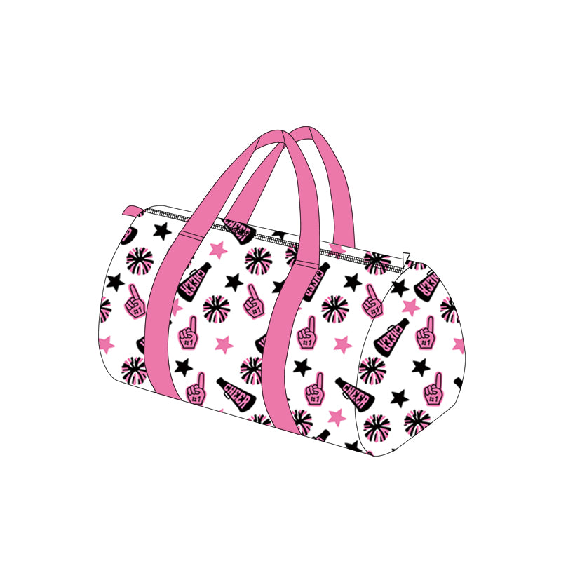 Preorder BA0371 Cheer Fireworks Black Pink Gym Bag Boutique Travel Handbag 7.9*18.5*11.2 inches 202508