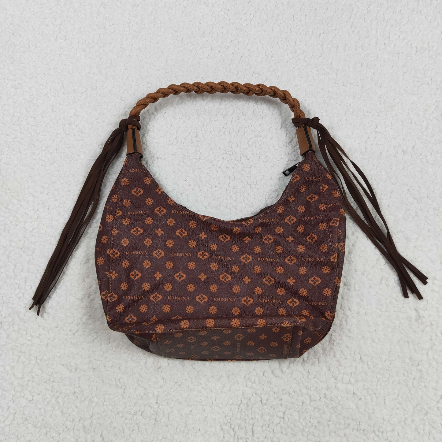 BA0373 Western High Quality Sapphire Flower Alphabet Pattern Brown Armpit Bag 202508 RTS Free Shipping Over 2 KG