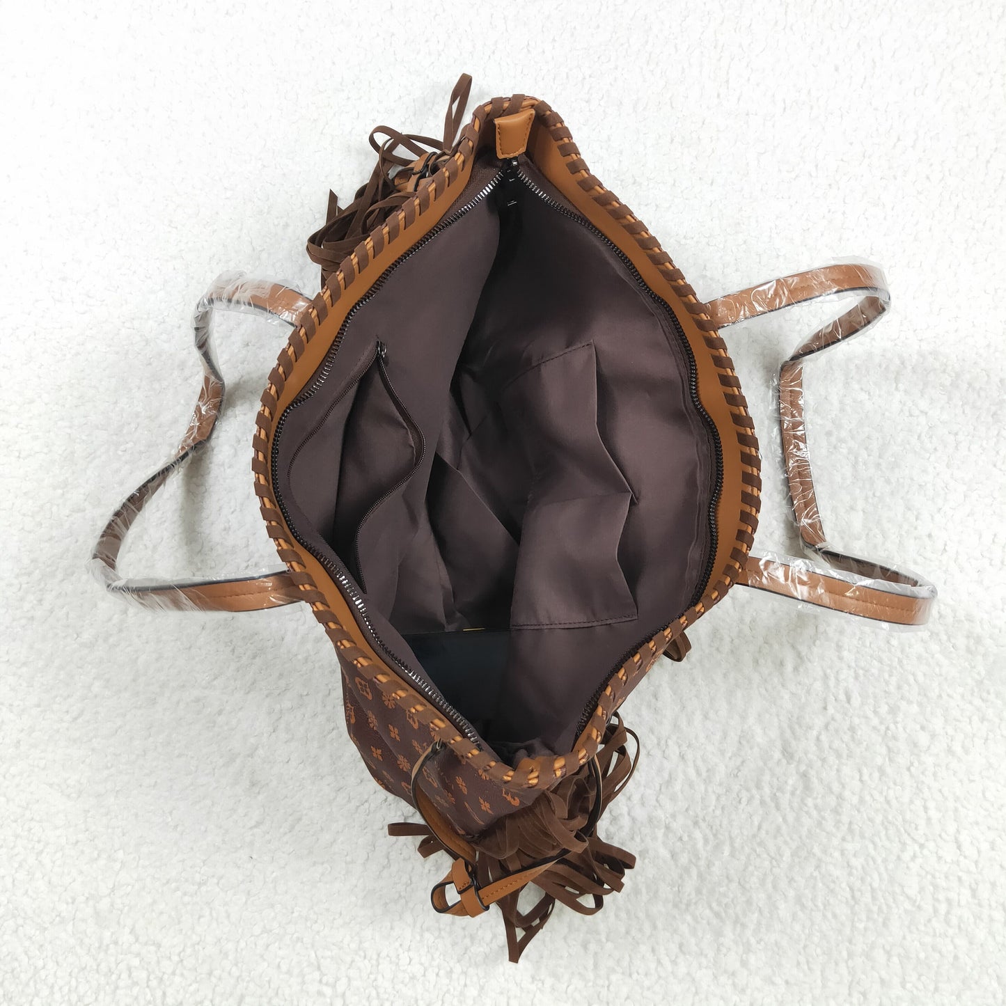 BA0374 High Quality Sapphire Flower Alphabet Pattern Tassels Brown Armpit Bag 202508 RTS Free Shipping Over 2 KG