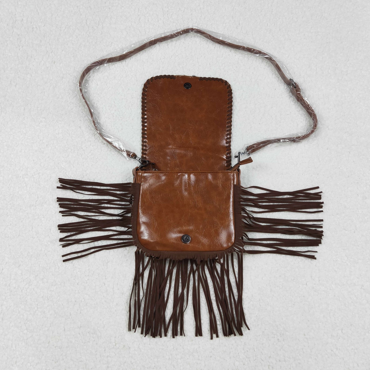 BA0375 High Quality Ink Pattern Brown Tassel Leather Shoulder Bag 202509 RTS Free Shipping Over $100