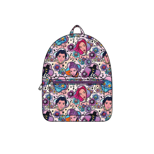 MOQ 5 PCS Preorder BA0384 K-POP Floral Music Cartoon Purple Backpack 202512