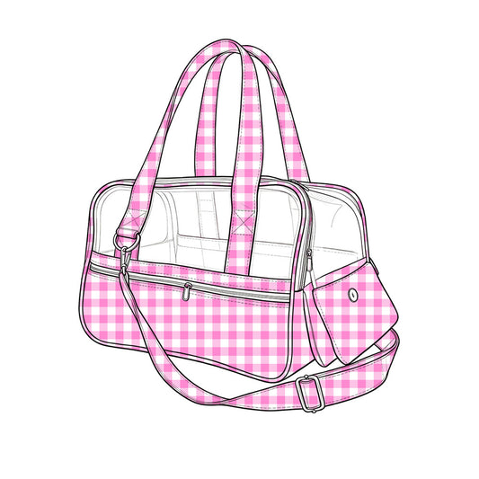 MOQ 5 PCS Preorder BA0401 Pink Plaid Semi-Transparent Pet Handbag 202607