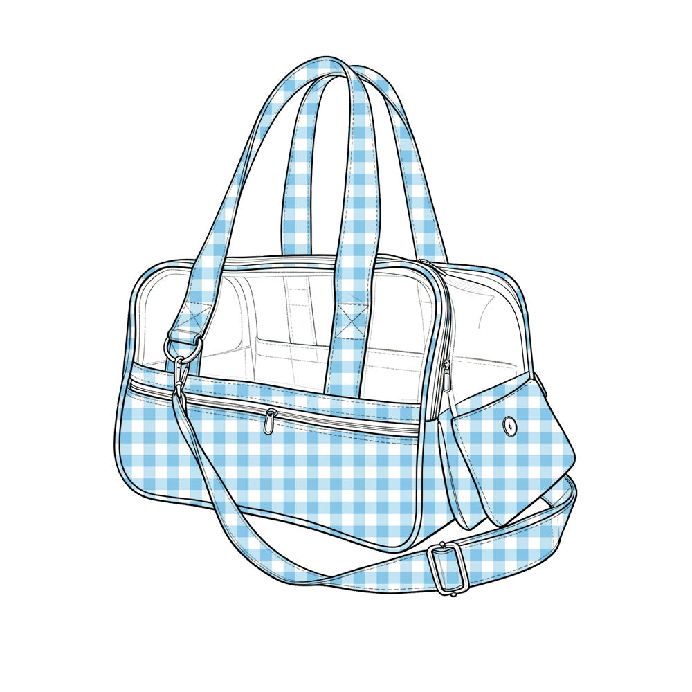 MOQ 5 PCS Preorder BA0402 Blue Plaid Semi-Transparent Pet Handbag 202607