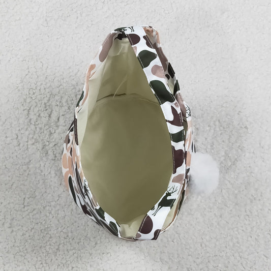 BA0466 Embroidery Easter Rabbit Camo Basket Handbag Bag