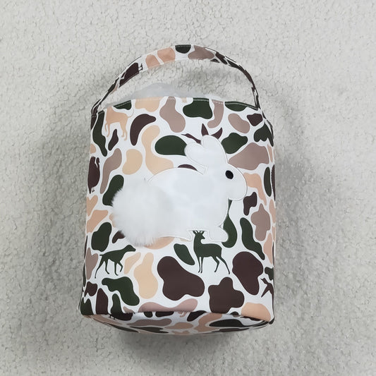 BA0466 Embroidery Easter Rabbit Camo Basket Handbag Bag