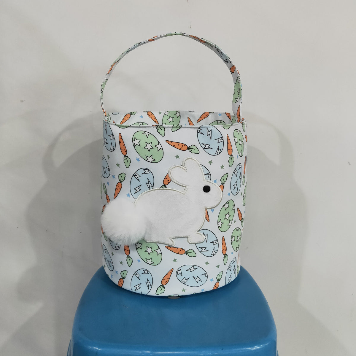 BA0468 Embroidery Easter Rabbit Eggs Carrots Basket Handbag Bag