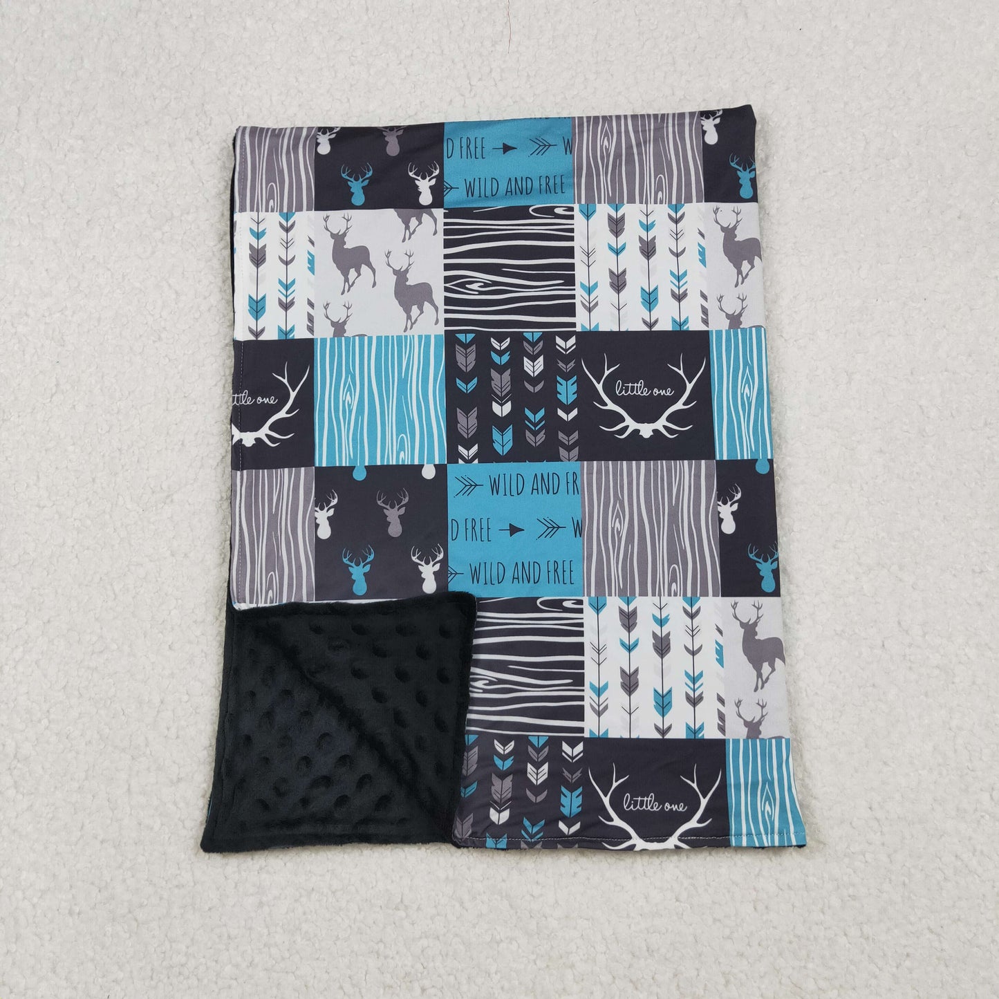 BL0074 Deer Hunting Plaid Black Baby Blankets 29-43 inches 202510 RTS