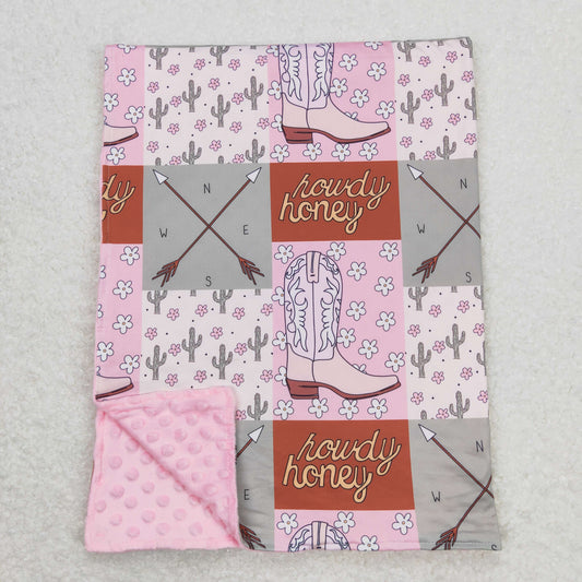 BL0123 Rodeo Boots Pink Girls Boutique Keep Warm Blanket 29-43 inches 20240412 RTS