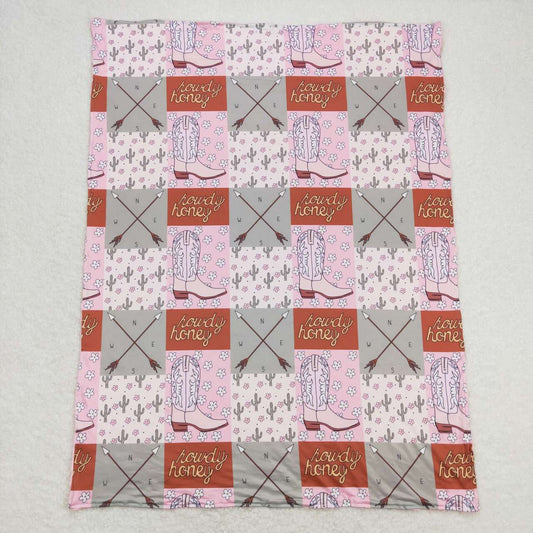 BL0123 Rodeo Boots Pink Girls Boutique Keep Warm Blanket 29-43 inches 20240412 RTS