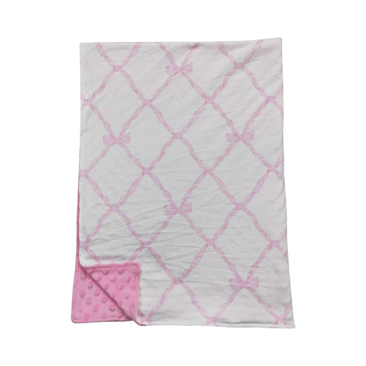 BL0132  PInk Bow blanket 29*42 inches  RTS Free Shipping Over $100