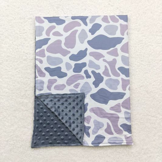 BL0145 Grey and blue camouflage baby blanket RTS Free Shipping Over $100