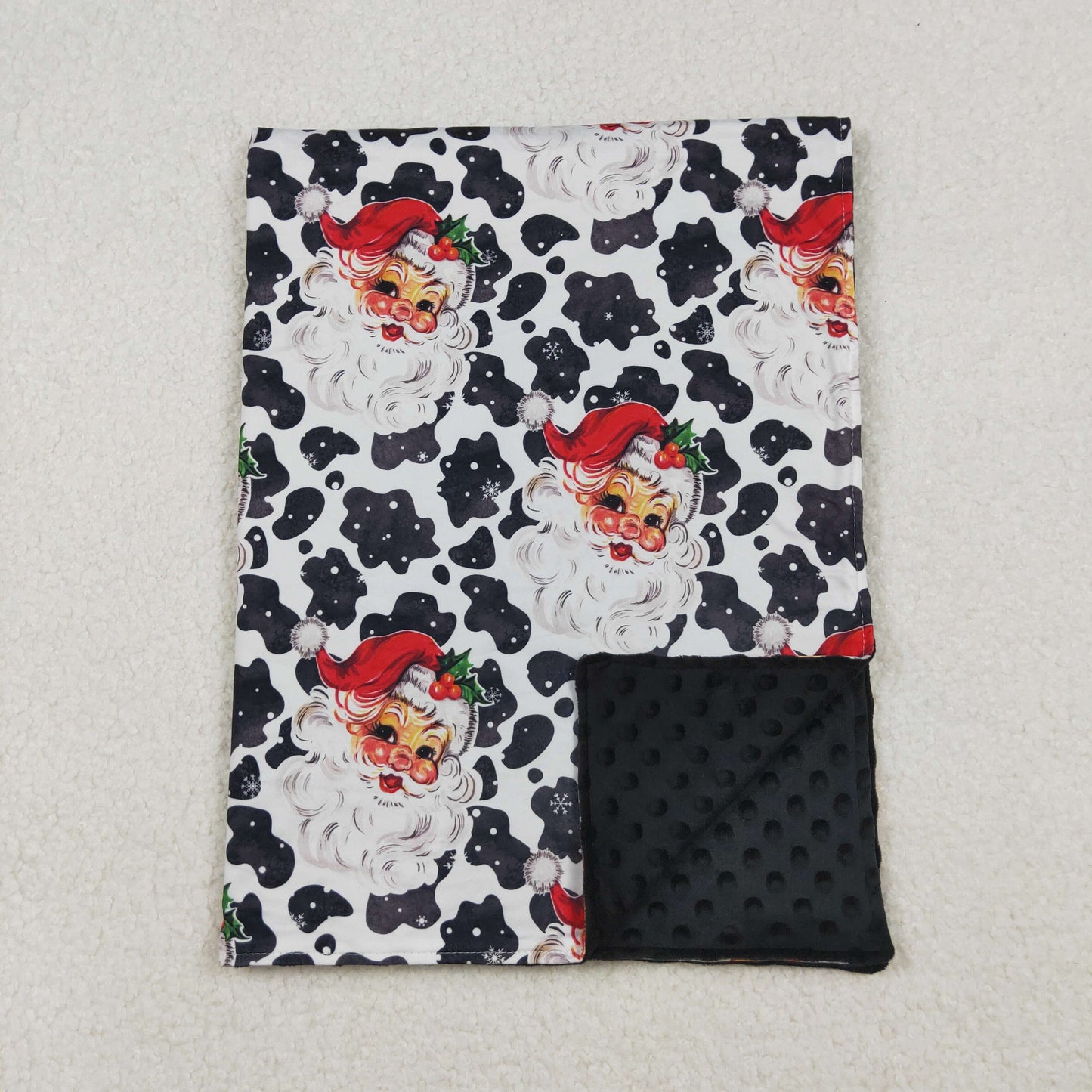 BL0158 Cow Print Christmas Santa Claus Black and White 29-43 inches Baby Blankets Wholesale 202510 RTS