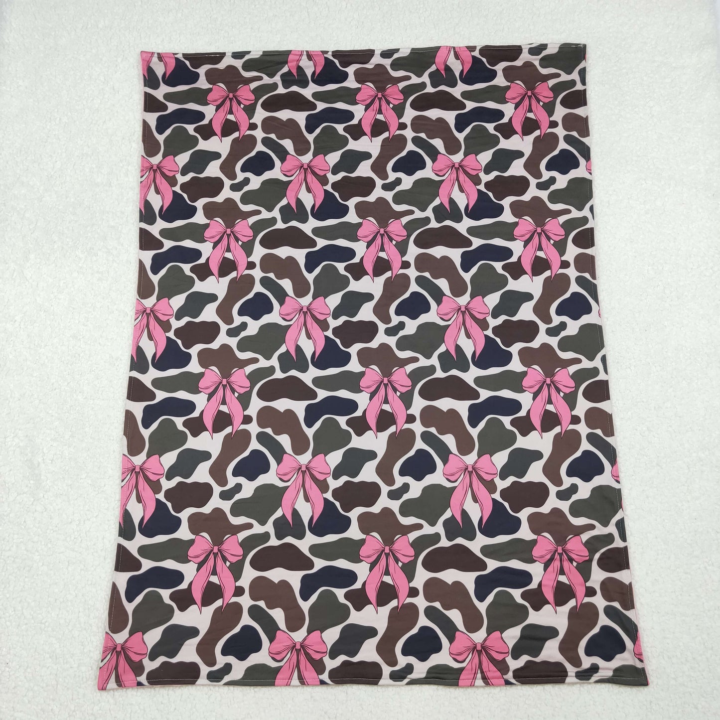 BL0189 Pink Bows Camouflage Baby Blanket 29-43 inches 202510 RTS