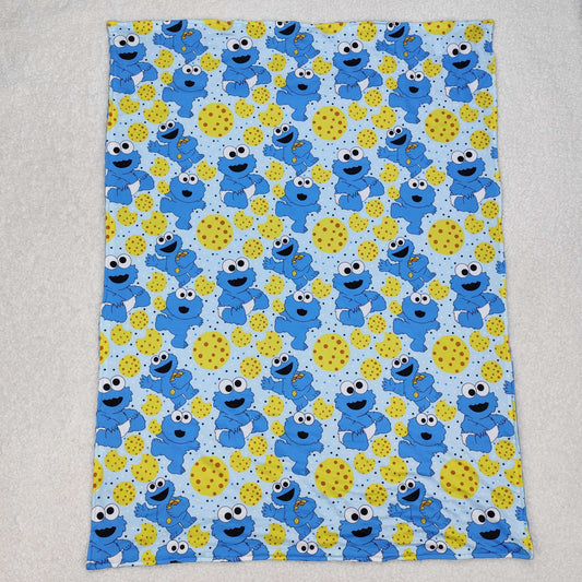 BL0195  Cartoon Sesame Street Blue yellow cookie blanket Baby blanket 29-43 inches RTS 202503