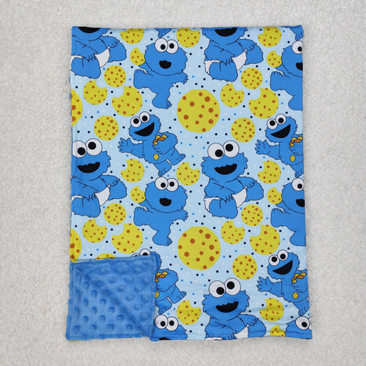 BL0195  Cartoon Sesame Street Blue yellow cookie blanket Baby blanket 29-43 inches RTS 202503