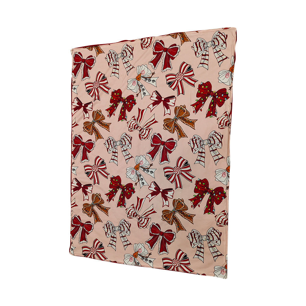 BL0203 Merry Christmas Bows Red Blankets High Quality Keep Warm Baby Blankets 29-43 inches 202505 RTS Local Warehouse