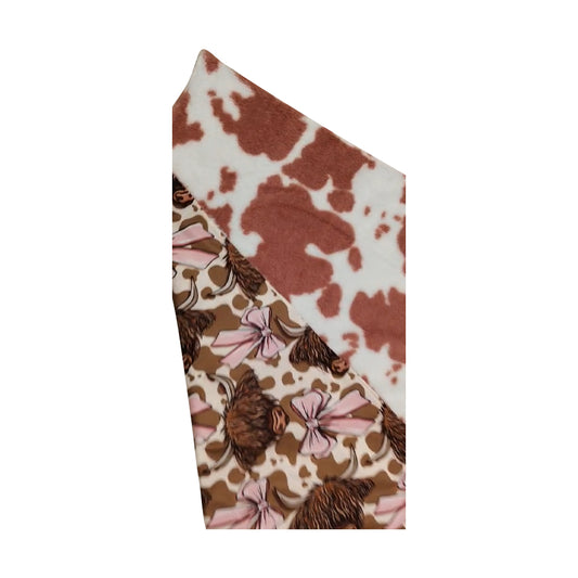 BL0204 Alpine Bull Head Pink Bow Cow Pattern High Quality Keep Warm Baby Blankets 29-43 inches 202505 RTS Local Warehouse