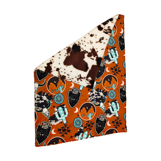 BL0205 Cactus Cow Pattern  Orange Blanket High Quality Keep Warm Baby Blankets 29-43 inches 202505 RTS Local Warehouse