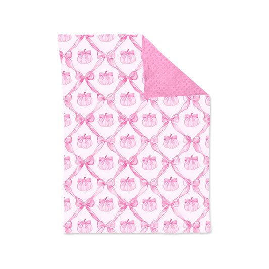 Preorder BL0207 Pink Pumpkin Bow 29-43 inches Baby Blankets 202505