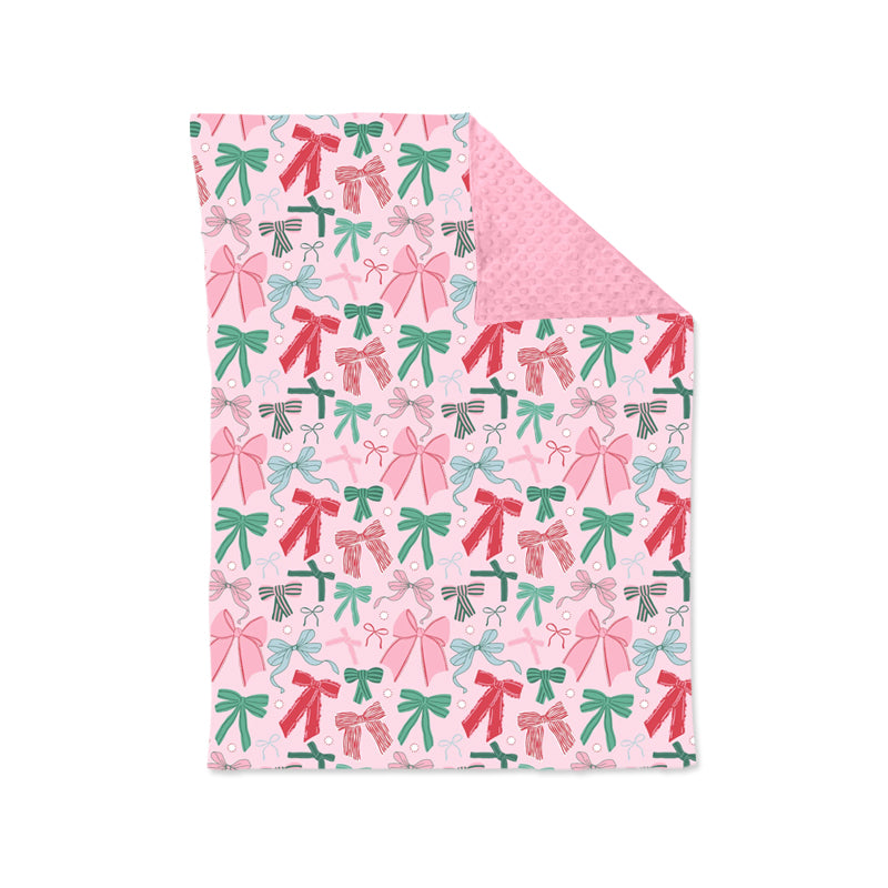 Preorder BL0217 Bows Pattern Pink Baby Blankets 29-43 inches 202508