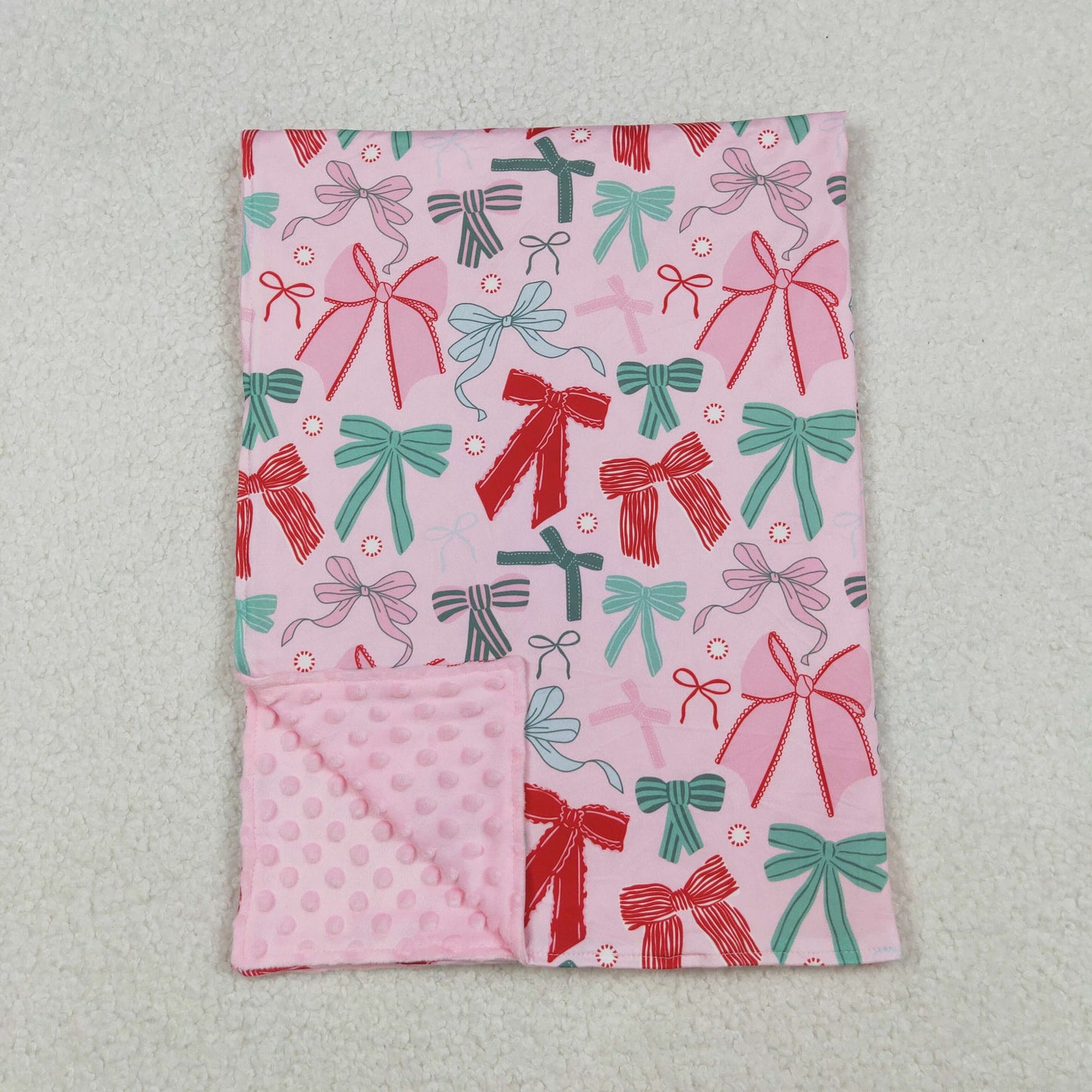 BL0218 Bows Pattern Pink Baby Blankets 29-43 inches 202509 RTS