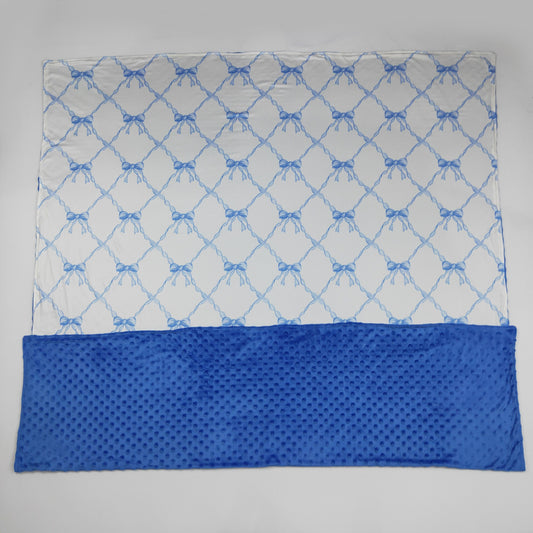 BL0221 Blue Bows 153*128 Blanket 202507 RTS Free Shipping Over $100