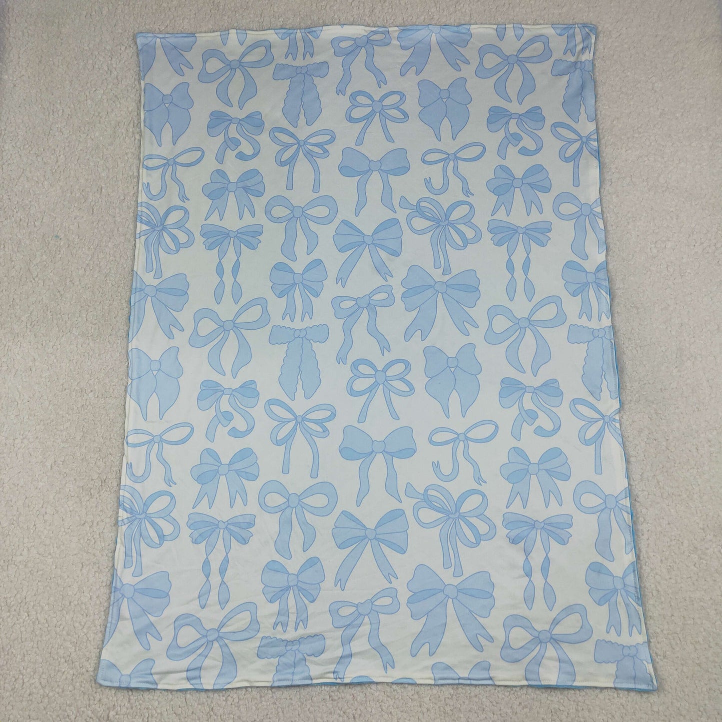 BL0224 Bows Pattern Blue Baby Blankets 29-43 inches 202605 RTS