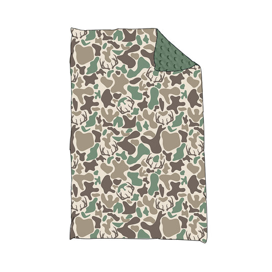 MOQ 8 Preorder BL0226 Deer Hunting Green Camouflage Baby Blankets 29-43 inches 202509