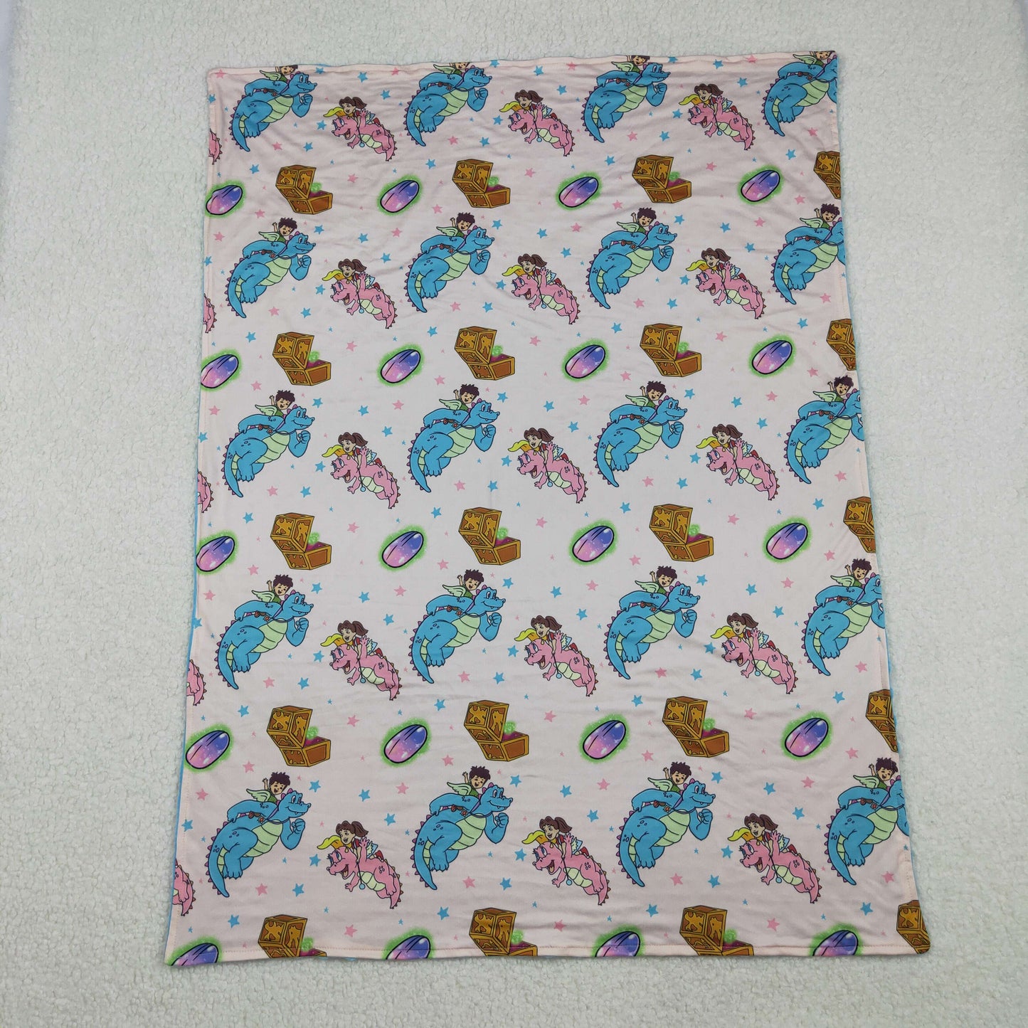 BL0230 Dragon Tales Cartoon Dinosaur Blue Baby Blanket 29-43 inches 202511 RTS