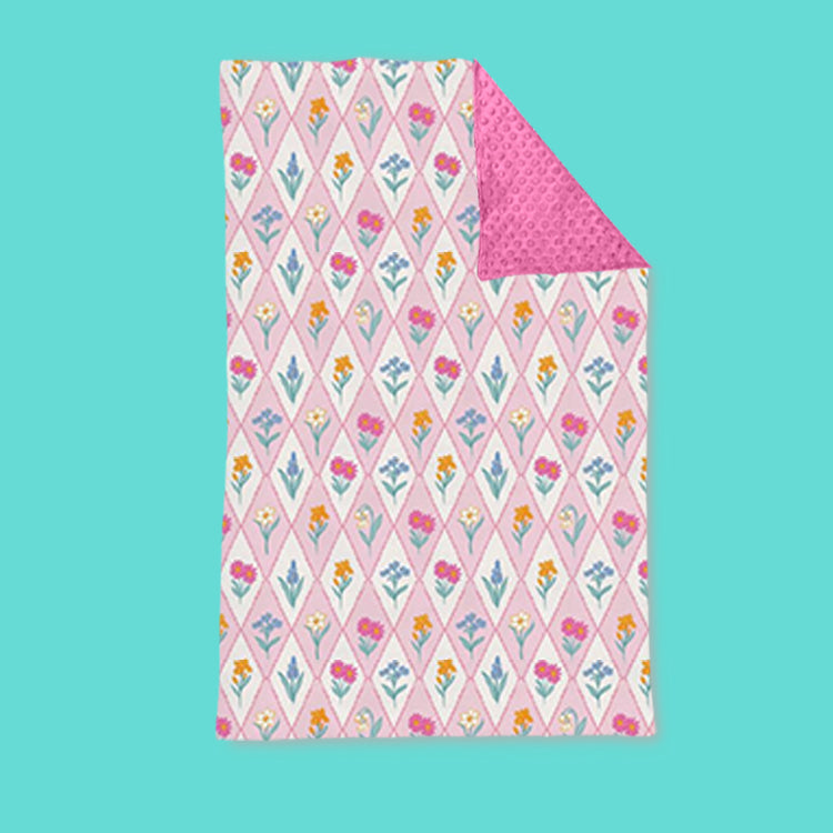 MOQ 5 Preorder BL0233 Flower Plaid Pink Baby Blanket 29-43 inches 202511