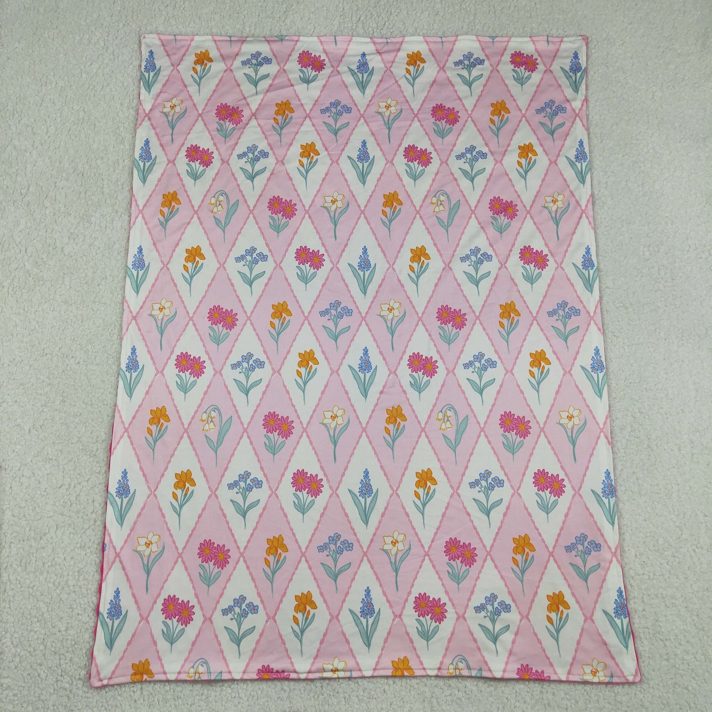 BL0233 Flower Plaid Pink Baby Blanket 29-43 inches 202605 RTS