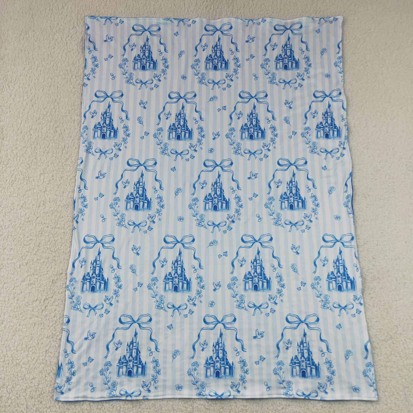 BL0247 Blue Bows Castle Baby Blanket 29-43 inches 202607 RTS