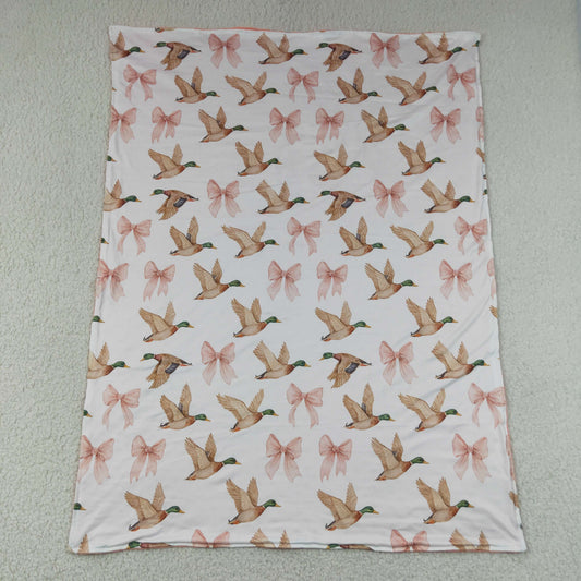 BL0248 Bows Ducks Orange Pink Baby Blanket 29-43 inches 202607 RTS