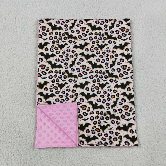 BL0254 Halloween Bats Leopard Pink Baby Blanket 29-43 inches 202608 RTS