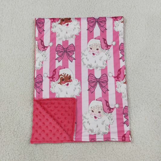 BL0255 Christmas Santa Claus Bows Rose Red Stripe Baby Blanket 29-43 inches 202608 RTS